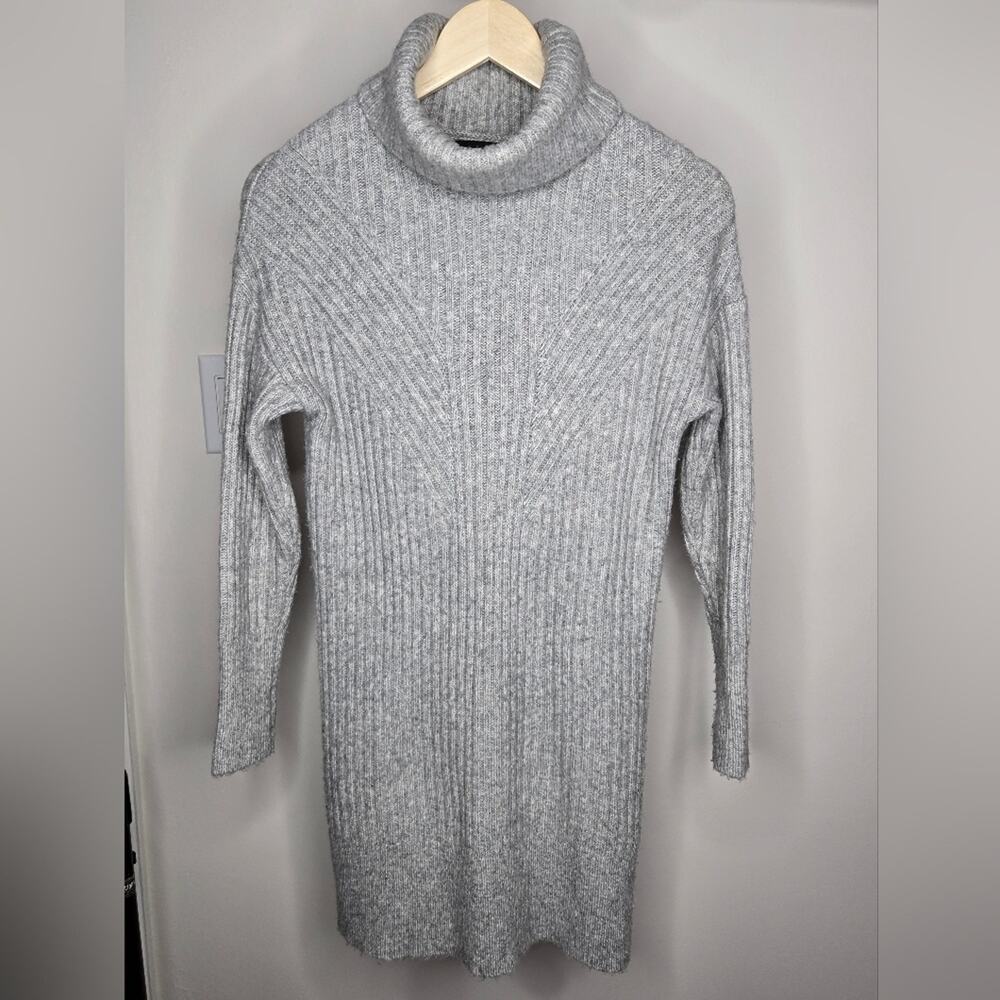 TAHARI Gray Knit Turtleneck Sweater Dress XS Longsleeve